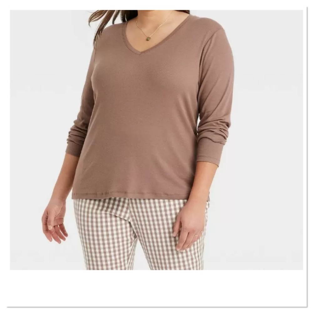 Women’s Plus Size Long Sleeve Ribbed T-Shirt a new day
